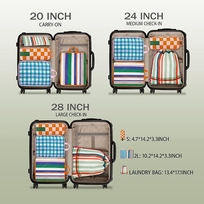 4 Pcs Compression Packing Cubes, Packing Cubes for Travel, Waterproof Luggage Organizer Bags Set, Cute Packaging Cubes for Women Kids Backpack Carry-Ons - Image 3