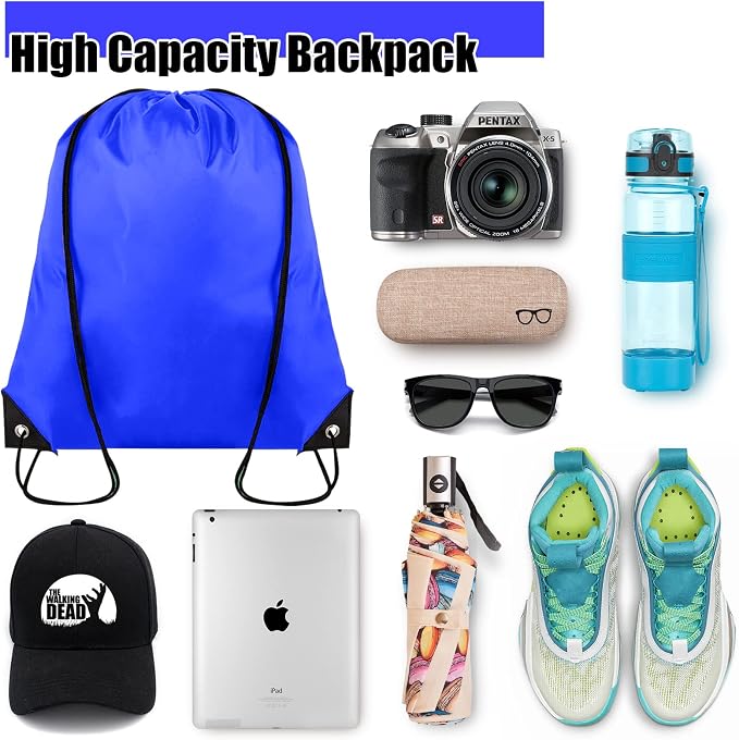 Grneric Drawstring Backpack Bulk 100Pcs Cinch Bag, Polyester Drawstring Bags for Gym Beach Sports Short Trip Party (Navy Blue) - Image 3