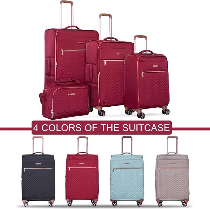 Travelhouse 4-Piece Softside Luggage Set with Spinner Wheels | Lightweight expandable suitcases: 16" underseat duffel bag + 20" carry-on + 24" + 28" checked - Image 9