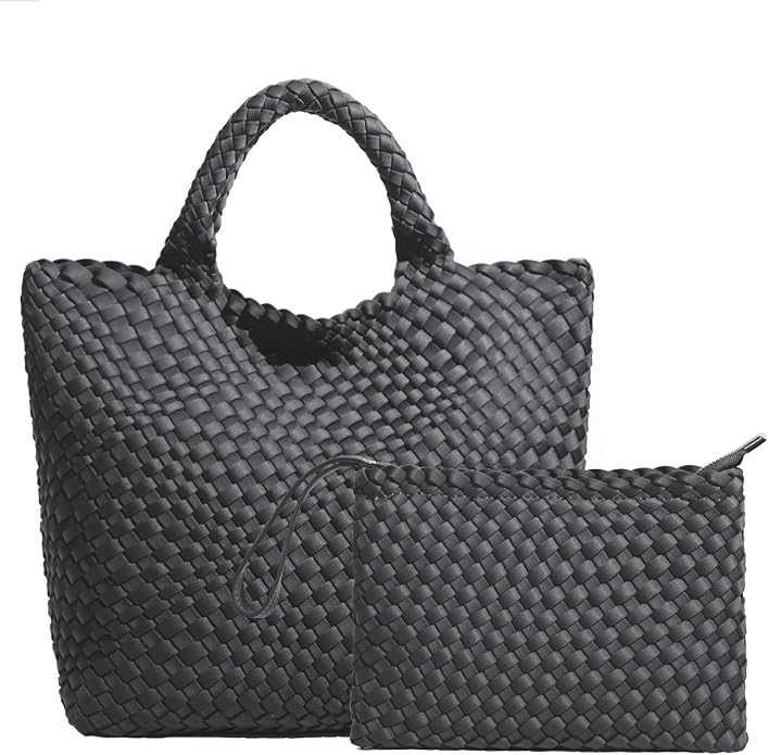 JINMANXUE Woven Hobo Bag For Women Neoprene Tote Bag Large Capacity Handbag Patchwork Handmade Casual Shoulder Bags by JINMANXUE