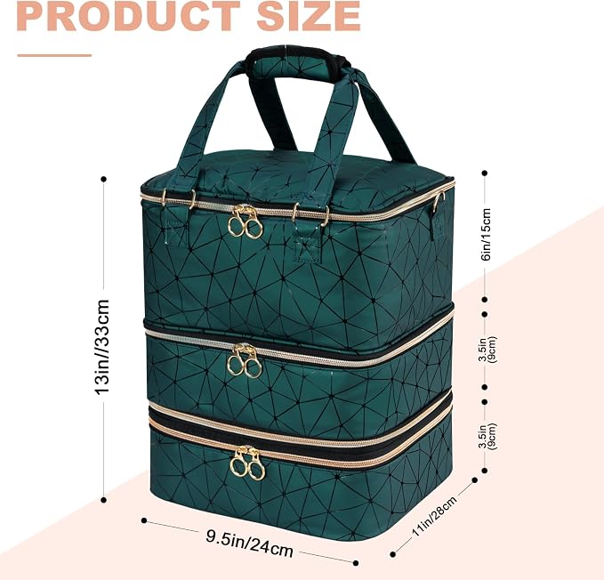 Uross Nail Polish Organizer Bag Holds 84 Bottles Nail Polish & Nail Lamp,Large Gel Nail Polish Organizers and Storage box for Nail Tech, Nail Kit Supplies Organizer Case-Darkgreen - Image 6