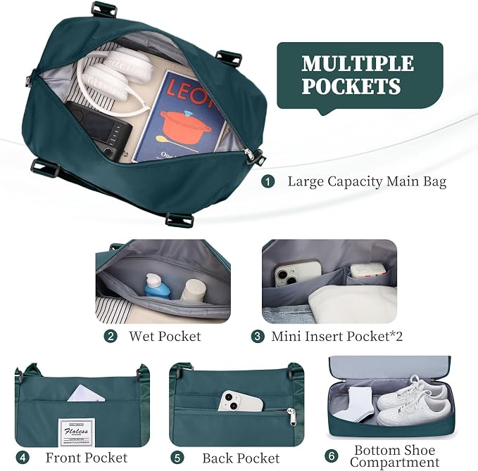 Weekender Bags for Women, Carry-On Overnight Travel Duffel Bag | Travel Bag with Shoes Compartment & Toiletry Bag, Extra Large - Image 5