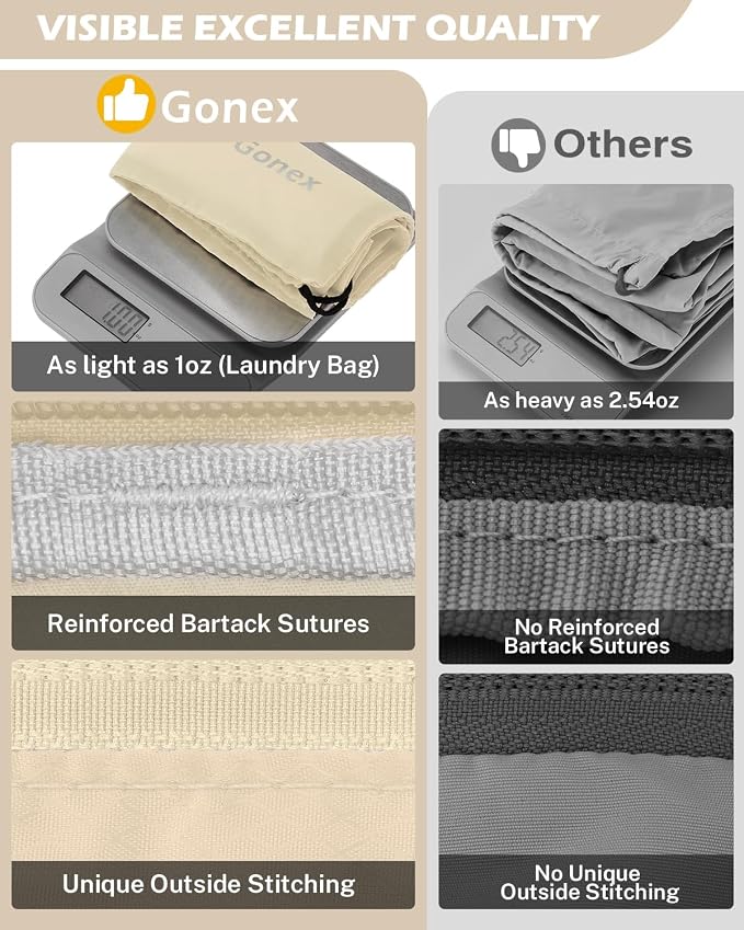 Gonex 8 Set Expandable Mesh Packing Cubes for Travel Essentials, Compression Organizer with Toiletry, Laundry, Shoe, Cable Bags - Beige - Image 6