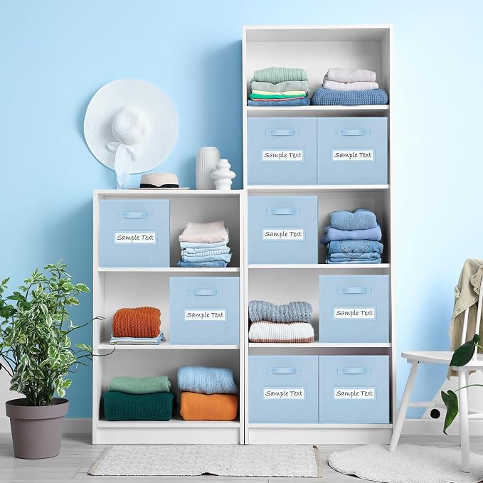 Fabric storage cubes (8 Pack) 11 Inch Cube Storage Bin, cube organizer bins with 8 Labels Window Cards & a Pen, Foldable cube organizer bins and Storage Box, Pastel Blue - Image 6