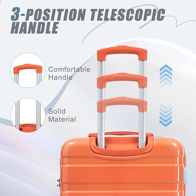 GDFStudio 20/24/28 Inch 3 Piece Hardshell Luggage Set with 360°Spinner Wheels,Lightweight & Waterproof,Polycarbonate Carry On Suitcase with Combination Lock,Retractable Handle,Gradient Blue & Red - Image 5