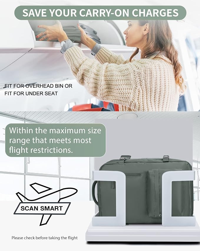 Large Travel Laptop Backpack, Expandable Flight Approved Backpack, Carry on Backpack for Women, Waterproof 17inch Laptop Hiking Backpack with Shoe Compartment, Dark Green - Image 2