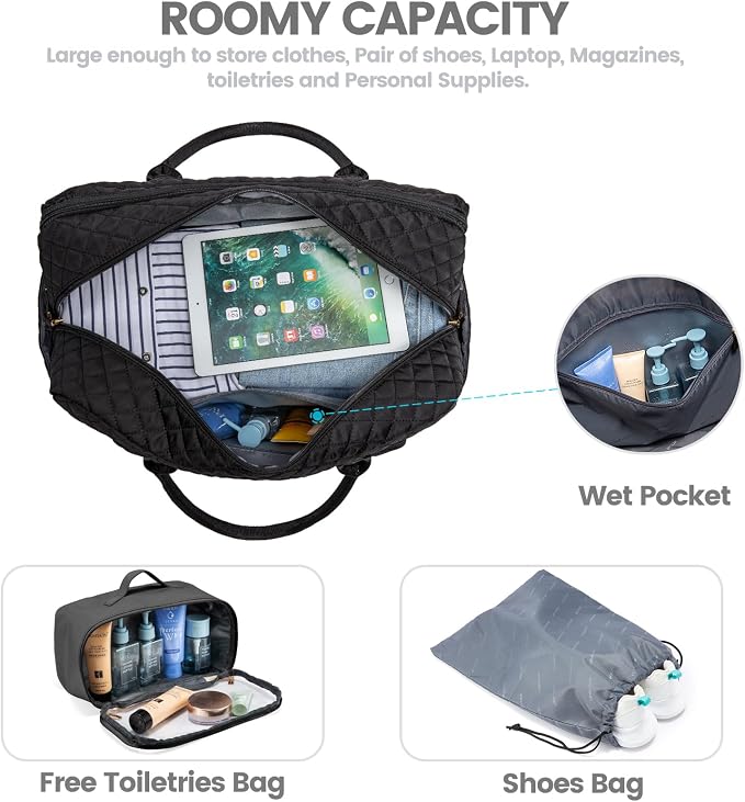 LOVEVOOK Travel Duffle Bag - Women's Weekender Carry On Overnight Laptop & Gym Bag With Toiletry/Shoe Pocket, Hospital Labor Bag - Image 3
