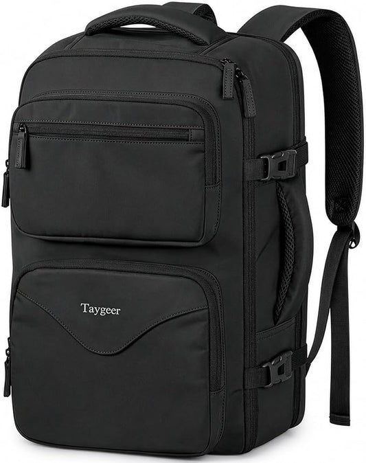 Taygeer Mochila De Viaje Para Hombre, TSA Travel Laptop Backpack for Men | Carry on Bag, Fits 15.6 Inch Laptop, Shoe Pouch, Water Bottle Pocket, Travel Gift for Men Business Work Black by Taygeer