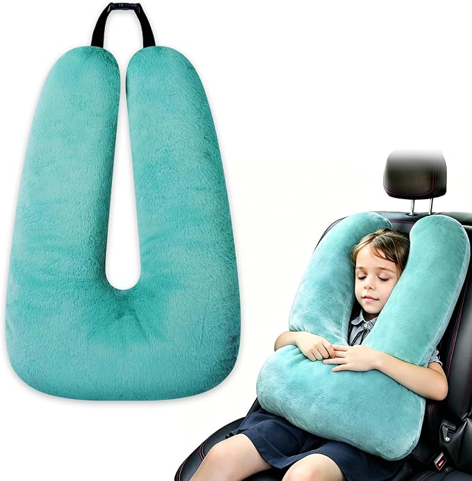 Atablyn Neck Pillow for Kids Travel Provides Double Support to The Head and Neck in Any Sleeping Position on Flights, Car, and at Home, Comfortable Airplane Travel Pillow by Atablyn-Foryourdailylife