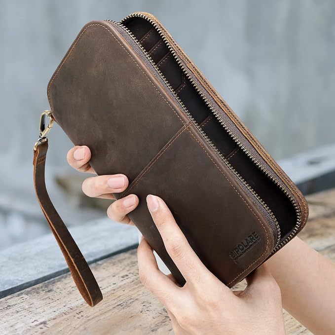 Polare Full Grain Leather Family Passport Holder Travel Wallet and Documents Organizer RFID Blocking Case Fits 6 Passports - Image 3
