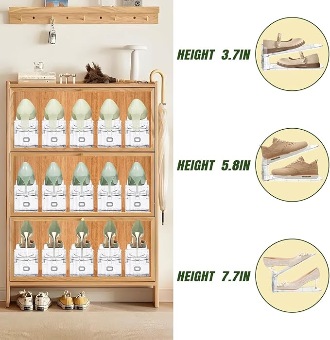 24 Pack Shoe Slots Organizer for Closet, Adjustable Shoe Stackers for a Pair of Shoes Rack Storage Shoe Space Saver 50% Shelf Display Holder for Closet - Image 6
