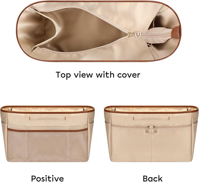 GIVLEFLY Purse Organizer Insert for Tote Bag, 9.84 Inch Satin Bag Organizer with Zipper Top, Multi Pocket Handbag Organizer - Image 8