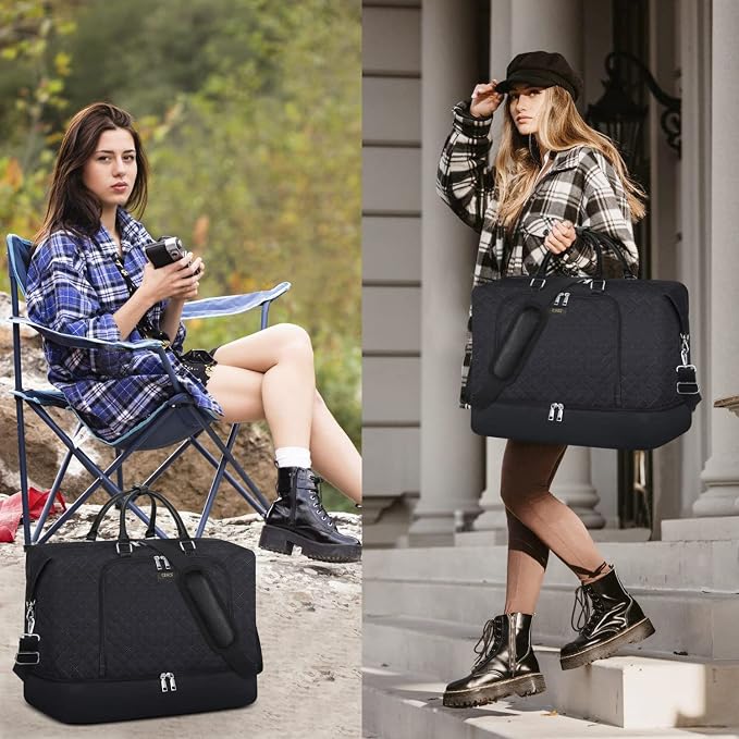 Travel Weekender Bag for Women, 21" Overnight Bag with Shoe Compartment 50L Large Travel Duffel Bag Carry On Tote for Weekend, Overnight, Business Trips, Water Resistant - Image 2