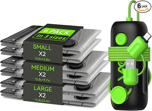 Vacuum Bags for Travel - USB Electric Pump, 6 Pack Carry-on Size Vacuum Seal Bags for Clothing - Space Saver Vacuum Storage Bags for Luggage, Travel Essentials. by Unknown