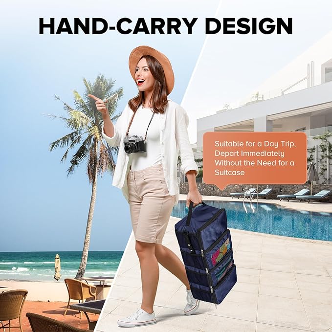 Suitcase Organizer, Travel Luggage Organizer Hanging Shelves Packing Cube Closet/Collapsible Portable Travel Organizer for Carry-on - Image 5
