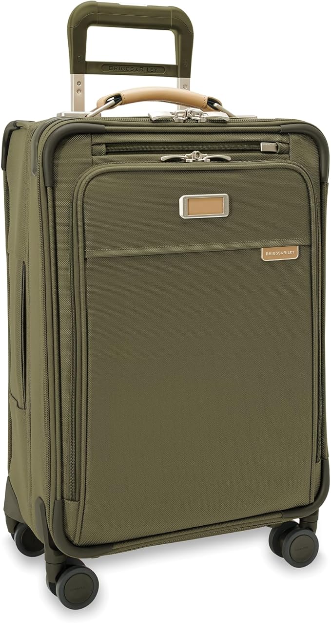 Briggs & Riley Essential 22" Carry On Expandable Spinner - Luggage for Travel, Suitcases with Wheels, Softside Rolling Bag for Men & Women, Self-Repairing Zipper - Baseline Collection, Olive by Unknown