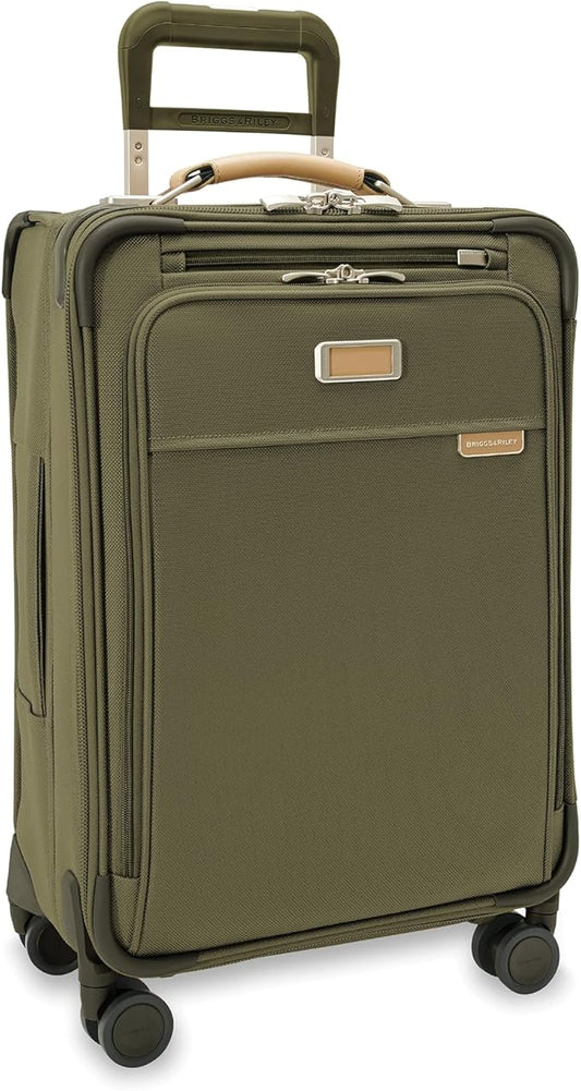 Briggs & Riley Essential 22" Carry On Expandable Spinner - Luggage for Travel, Suitcases with Wheels, Softside Rolling Bag for Men & Women, Self-Repairing Zipper - Baseline Collection, Olive by Unknown