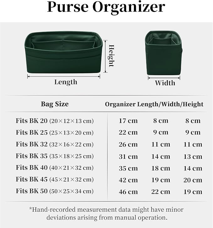 Satin Purse Organizer for Birkin 20, Vert Anglais | Custom Fit, Multiple Pockets, Lightweight Purse Essentials, Ideal for Travel, Shopping, and Daily Use - Image 8