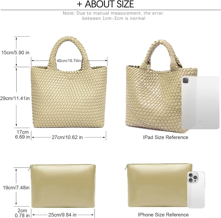 JINMANXUE Fashion Woven Bag Shopper Bag Travel Handbags and Purses Women Tote Bag Large Capacity Shoulder Bags - Image 4