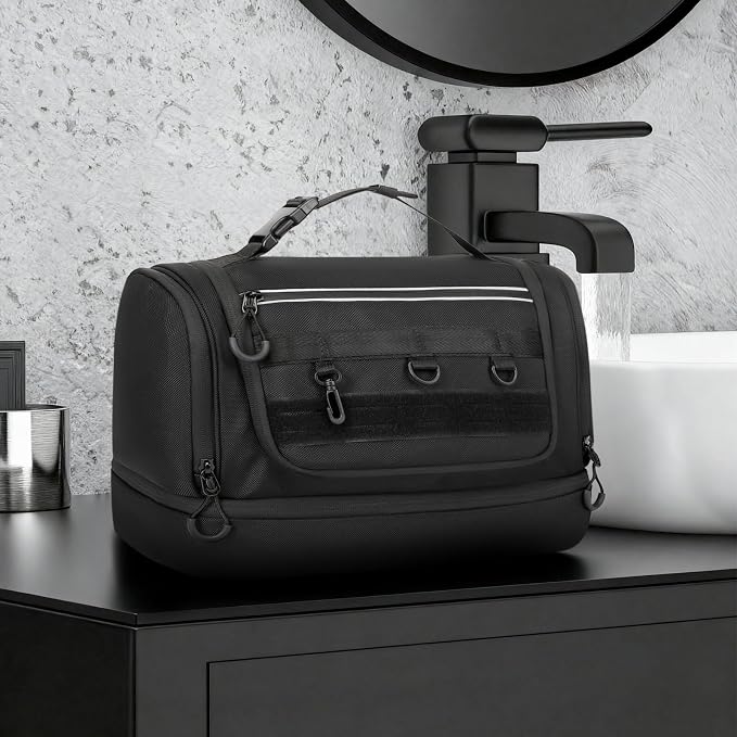 TANGCORLE Toiletry Bag for Men, Handing Travel Toiletry Organizer Protable Water Ressistant Bathroom Shaving Bags for Toiletry Accessories, Travel Essentials (black with orange) - Image 8