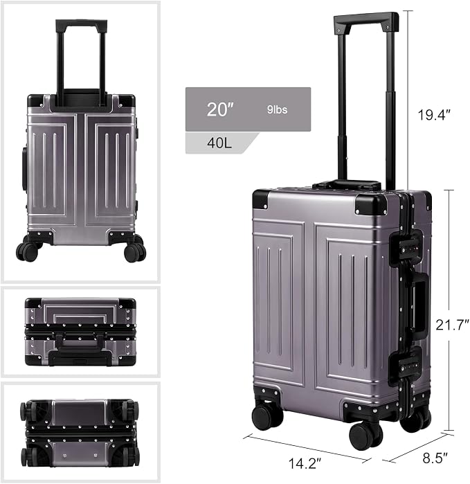All Aluminum 20/28 Luggage Set，Cut from Whole Aluminum Sheet，22x14x9 Airline Approved ，（3rd Generation，Premium Metal zipperless suitcase ） (grey, 20+28inch) - Image 7