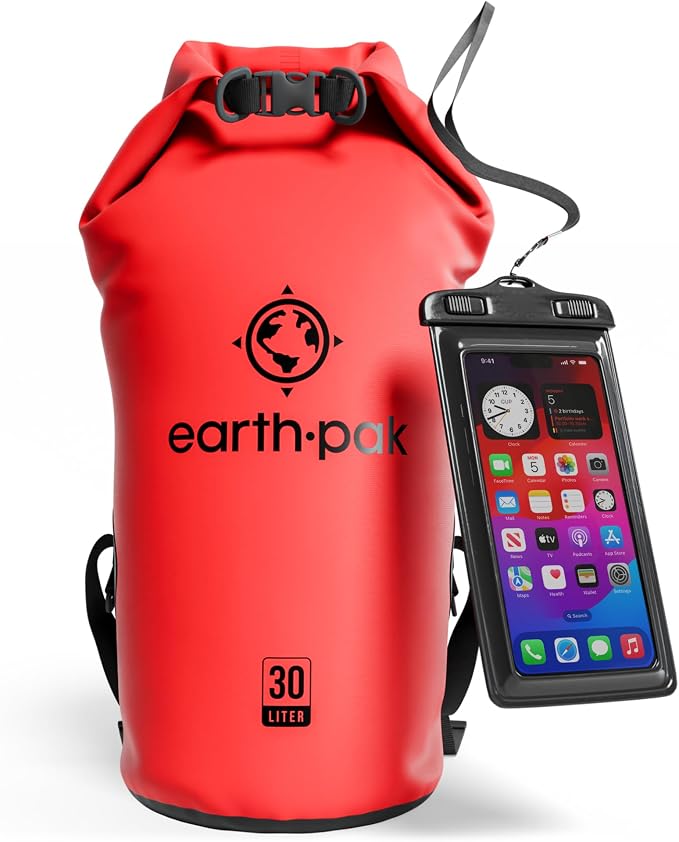 Earth Pak Waterproof Dry Bag - Roll Top Waterproof Backpack Sack Keeps Gear Dry for Kayak with Waterproof Phone Case by earthpak