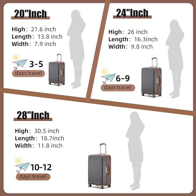 Melalenia Luggage 10 Piece Sets Clearance,Large Suitcase Set Spinner Wheels with TSA Locks,Hard Shell Luggage Sets for Women Travel Suitcase (Grey Brown) - Image 7