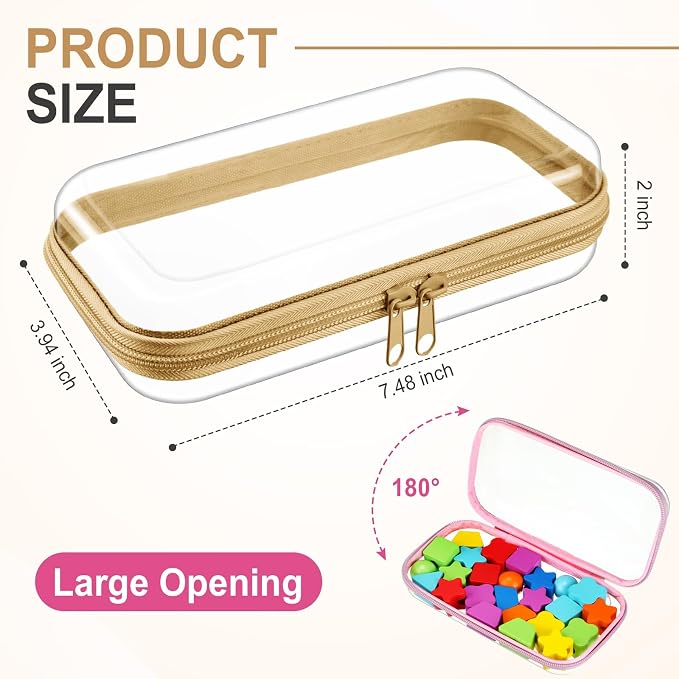 Hoolerry 4 Pcs Hard Clear Zipper Case Makeup Bags Plastic Zipper Pouch Transparent Storage Box Containers for Cosmetics, Snacks, Building Blocks, Puzzles(Clear,7.5 x 3.9 x 2 in,Soft Colors) - Image 2
