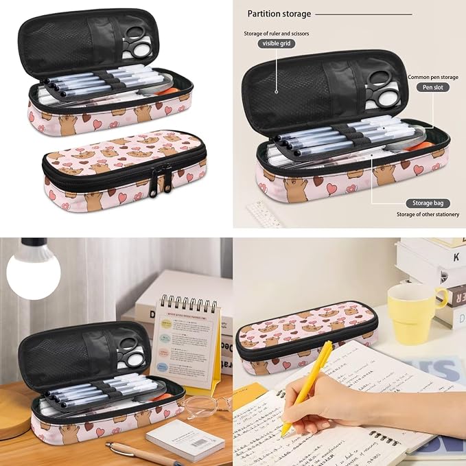 Capybara Heart 3Pcs Backpacks Set for school, Kids Bookbag Students Knapsack with Insulated Lunch Box Pencil Case for Teens Girls Girls - Image 4