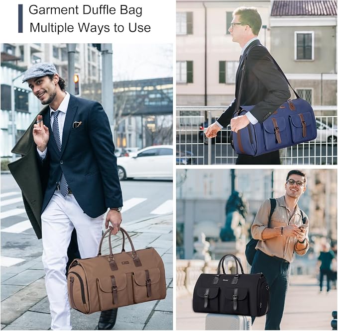 Modoker Convertible Weekender Bag - Canvas Duffle Bags for Travel with Hanging Feature, Blue - Image 7