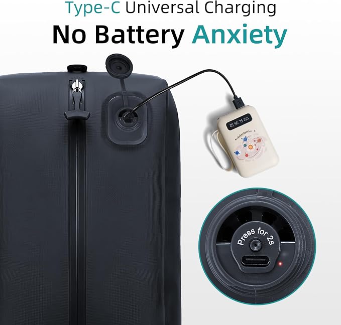 One-Touch Vacuum Compression Travel Bag for Carry-on Suitcase and Backpack, Reusable & USB-C Rechargeable Pump-Free Waterproof Space Saver Vacpack (1PC Black) - Image 6
