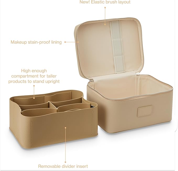 ETOILE - Vanity Case Beige - Stylish Travel Makeup Bag Organizer with Dividers - Image 4
