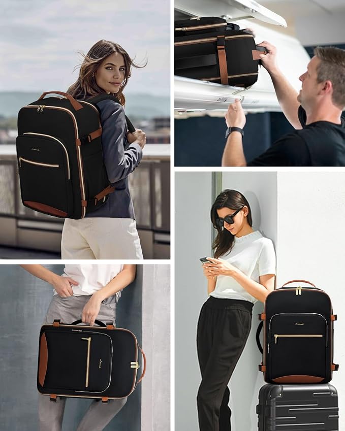 LOVEVOOK 50L Travel Backpack for Women & Men, Airline Approved Carry On Luggage with 3 Packing Cubes, TSA Overnight Bags, Waterproof Personal Item Bag, Weekender Essentials Backpacks fits 17" Laptop - Image 6