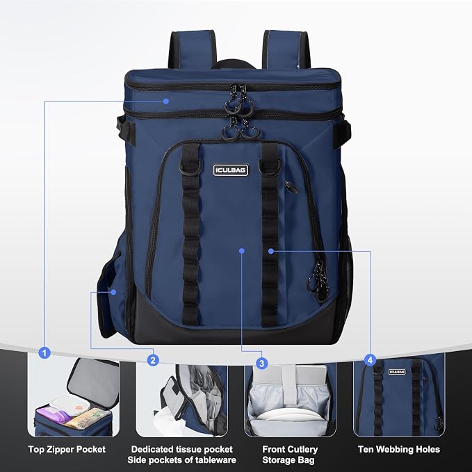 Beach Cooler Backpack for Men 36cans Insulated Backpack Cooler Lunch Bag for Women Camping Hiking Picnic Travel for 18 Hours Cooling 30L - Image 5