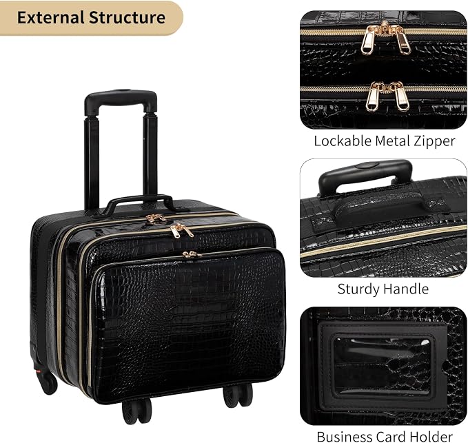 OCHEAL Rolling Makeup Train Case,with 7 Pcs Clear Makeup Bags, 18" Carry On Travel Cosmetic Organizer Suitcase,Extra Large Storage Trolley Makeup Case On Wheels for Hairstylist Cosmetology Artist - Image 9