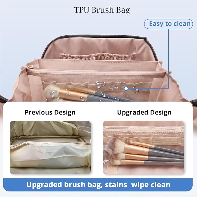 Personalized Gift Travel Makeup Bag: Initial Makeup Organizer Bag for Women | 3-in-1 Custom Make up Bag Set - Vegan Leather Travel Cosmetic Bag - Luxury Gift for Women – Birthday, Anniversary, Graduation - Image 4