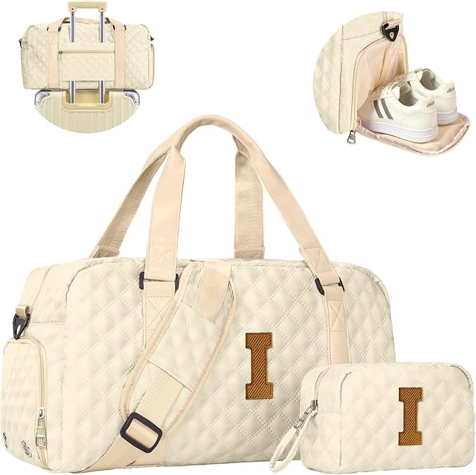 Elilier Teen Girl Gifts Trendy Stuff, Personalized Gifts, Initial Travel Duffel Bag or Teens, Monogram Overnight Bag, Trendy Stuff Gifts for Girls Friend Birthday Teacher Gift by Elilier