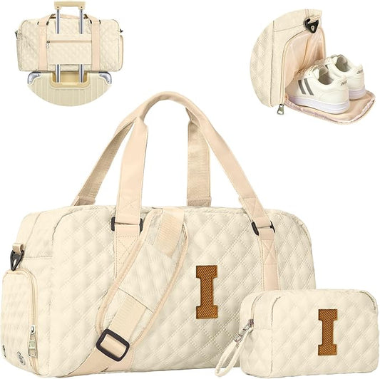 Elilier Teen Girl Gifts Trendy Stuff, Personalized Gifts, Initial Travel Duffel Bag or Teens, Monogram Overnight Bag, Trendy Stuff Gifts for Girls Friend Birthday Teacher Gift by Elilier