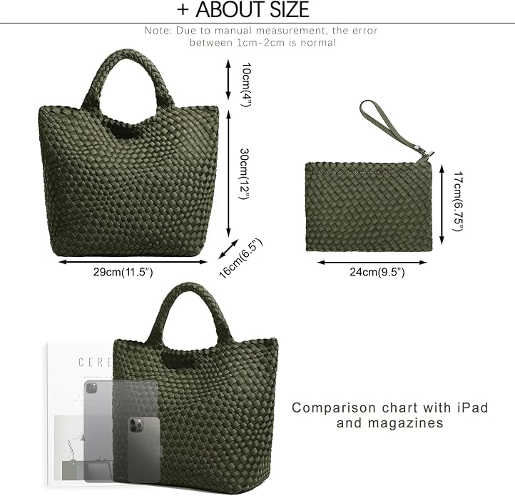 JINMANXUE Woven Hobo Bag For Women Neoprene Tote Bag Large Capacity Handbag Patchwork Handmade Casual Shoulder Bags - Image 4