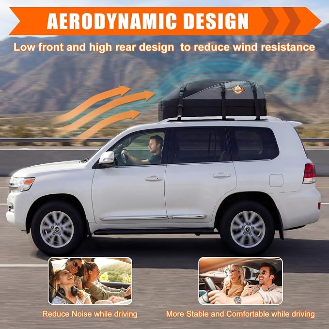 Sailnovo Rooftop Cargo Carrier Roof Bag, 20 Cubic feet Soft Waterproof Car Roof Bag fit Cars with/Without Rack, 6 Tie-Down Straps, 6 Door Hooks, Foldable Car Top Carrier for Road Trip Camping Travel - Image 4