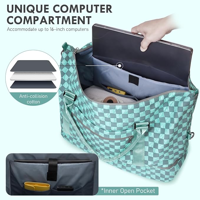 WOOMADA Weekender Overnight Bag for Women, Carry on Shoulder Travel Duffel with Shoes Compartment,Gym Bag with Toiletry Bag - Image 3