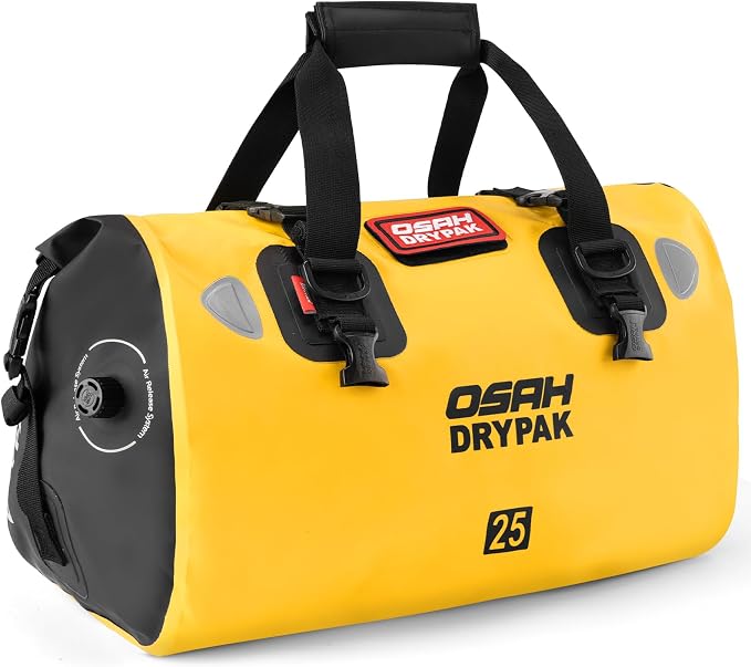 OSAH DRYPAK Waterproof Duffel Bag - Motorcycle Dry Bag Tail Bag with Large Storage Space, Waterproof Luggage Duffle Bags with Outer Mesh Zipper Pocket for Camping, Kayaking, Fishing & Traveling by OSAHDRYPAK