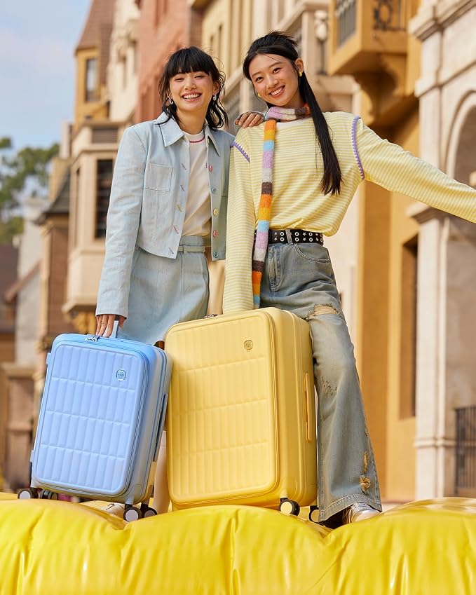 Expandable Top Open Carry On Luggage 22x14x9 Airline Approved, 20 Inch Hard Shell Carry On Suitcase with Spinner Wheels,Travel Small Luggage for Women Men,Blueberry Blue - Image 2