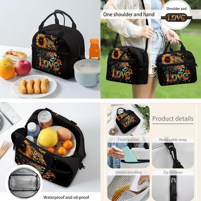 4 pcs Kids Backpack Set, Love Tiger Print School Supplies Include School Bags Book Bag with Insulated Lunch Bag Kit Pen Bags Water Bottle Sleeve Set for Kids Teens Boys Girls - Image 4