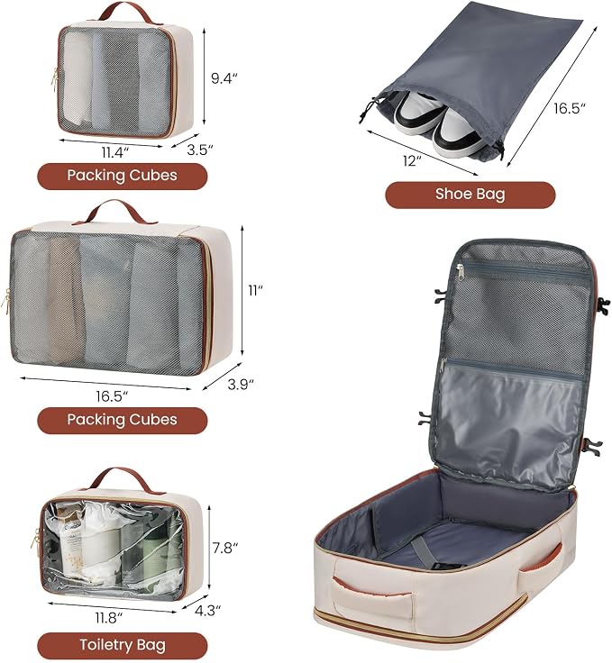 YAMTION Travel Laptops Backpack for Women,Large Carry On Luggage for Airplanes Weekender Bags for Personal Items,Airline Approved TSA Overnight Bags with 4 Packing Cubes - Image 5