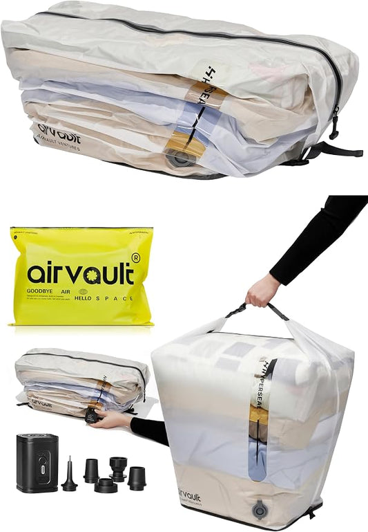AirVault Vacuum Duffle Travel Bag with Air Pump, Waterproof Compression Storage Bags for Travel & Moving (80L Tapered Duffle, 2-Pack) by AirVault