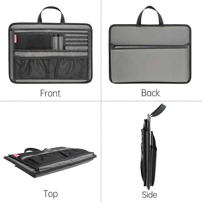 Slim Rugged Organizer Insert for Briefcase Messenger Tote Bag-13 Pockets,Durable Padded Nylon,Handle - Mix - Image 9