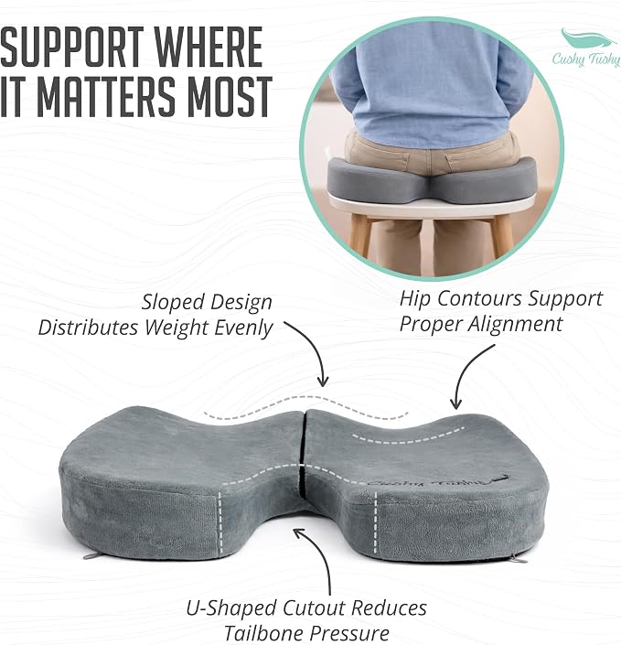 Cushy Tushy Premium Foldable Travel Seat Cushion - for Relief of Lower Back, Sciatic, Butt and Tailbone Pain - for Home & Office Use, Perfect for Travel or Driving - Coccyx Seat Cushion - Image 4