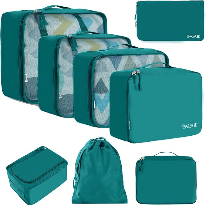 BAGAIL 8 Set Packing Cubes Luggage Packing Organizers for Travel Accessories-Aqua Color by BAGAIL