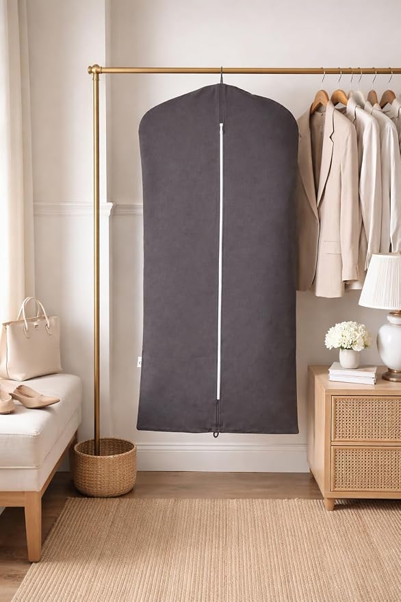 Premium 100% Cotton Garment Bags – 35" Gray Canvas Suit Cover with YKK Zipper – Breathable, Dust-Proof Storage for Suits, Coats, Dresses, Jackets & Travel/Closet Use - Image 6